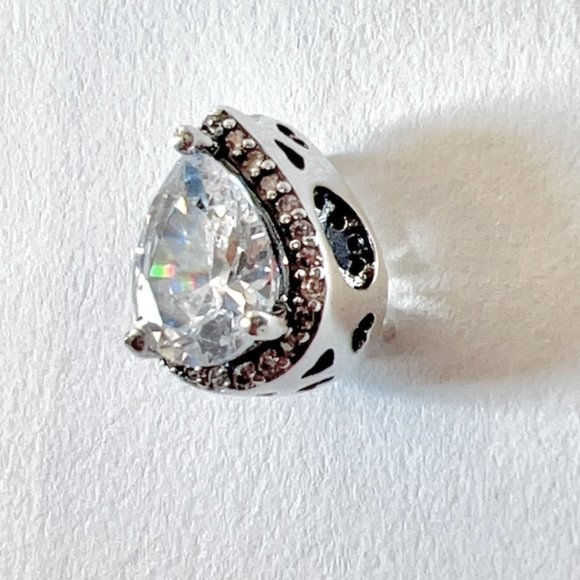 Pandora Radiant Teardrop Charm Sparkling Levelled Charm For Bracelet - Picture 7 of 13